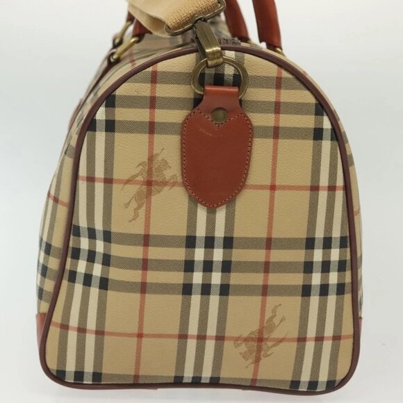 Burberrys Nova Check Boston Bag PVC 2way Beige Auth 137639 - Picture 6 of 16